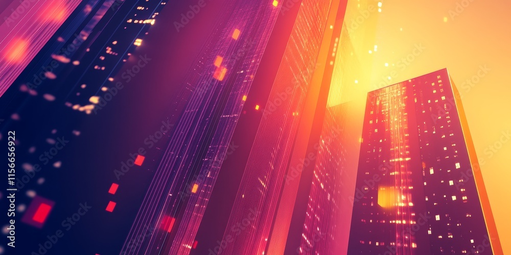 Poster A creative abstract background showcasing an urban aesthetic, featuring lively gradients and plenty of blank space for inserting text. Ideal for modern projects.