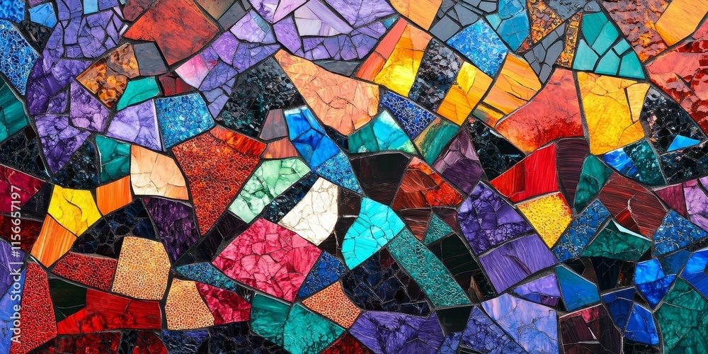 Aufkleber vibrant abstract mosaic patchwork background featuring intricate designs and colors, perfect for div