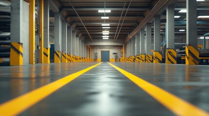 Indoor Industrial Space with Safety Protocols Displayed