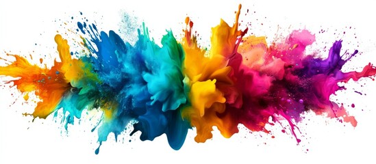 Dynamic Abstract Digital Art with Vibrant Colors and Isolated white background