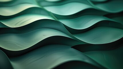 Fototapeta premium Abstract waves in varying shades of green create a fluid, textured surface.
