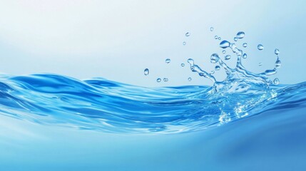 Close-up of motion water wave with vibrant blue Transparent clear