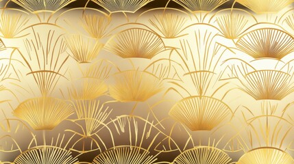 Golden Art Deco Fan Pattern Background Design