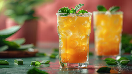 Fototapeta premium Refreshing Iced Tea with Mint Leaves