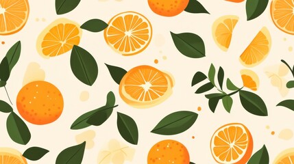 Juicy Orange Slices Seamless Pattern - Cheerful Citrus Background