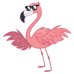 A grinning flamingo wearing tiny sunglasses Illustrator Artwork