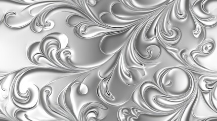 Elegant Silver Swirls Background - Abstract Metallic Design