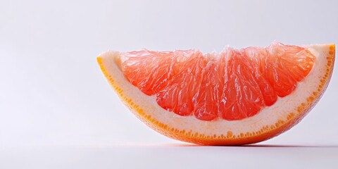 Fresh and juicy grapefruit pulp isolated on a white background, showcasing a piece of peeled grapefruit. This vibrant slice of grapefruit offers a close up view perfect for citrus fruit lovers.