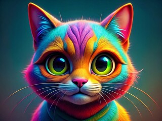 4K Cartoon Talking Cat -  Dynamic Illustration