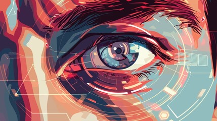 Digital Eye Security Scan Close-up Male Biometric Iris Technology