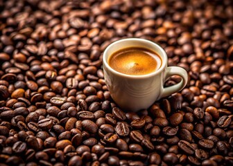 Obraz premium AI-crafted espresso shot: perfect beans, copy space.