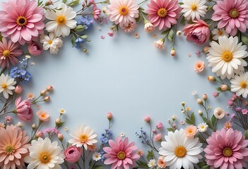 Pastel Flowers Arranged In A Lovely Floral Border
