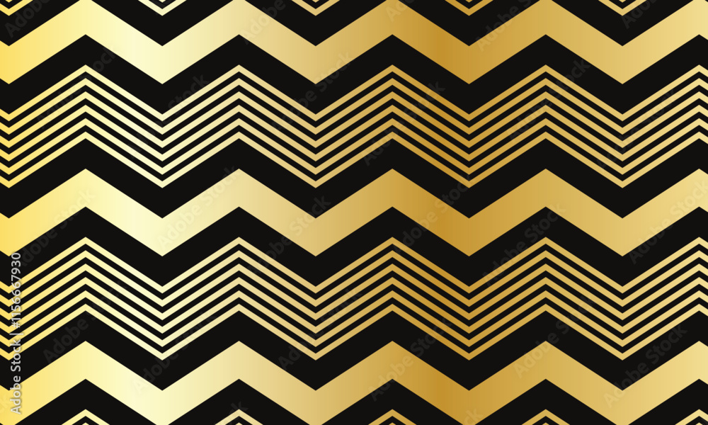 Poster abstract simple decorative golden gradient thin and thick line wave pattern.