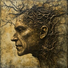 The Golden Roots of Consciousness: A Bronze Sculpture