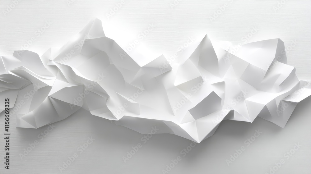Poster waved white paper sheet for mockups or design presentations showcasing texture and depth in a modern