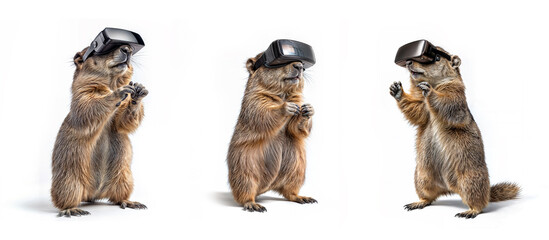 Obraz premium marmot and virtual glasses on a white background