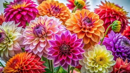 Fototapeta premium Colorful Dahlia Arrangement - Abstract Floral Art