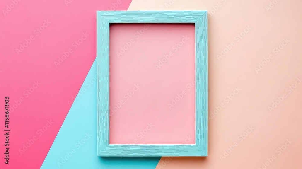Aufkleber trendy pastel colors backdrop featuring a rectangular frame ideal for showcasing artwork or photogra