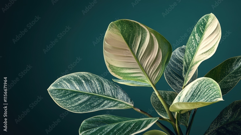 Poster tropical exotic leaves collection isolated on dark green background high detail clipping path for na