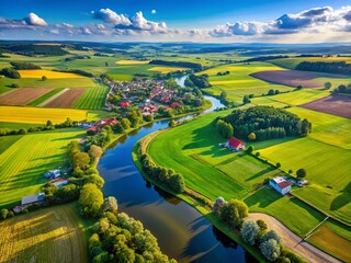 Fototapeta premium Czech Republic Trebon Rural Landscape Aerial View