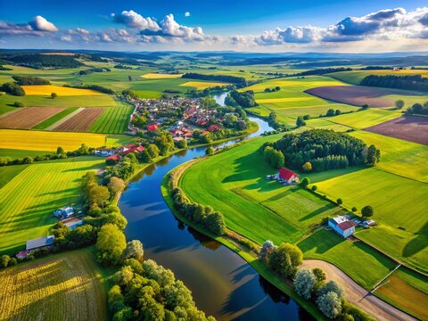Czech Republic Trebon Rural Landscape Aerial View