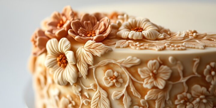 Cake adorned with mastic showcases intricate designs, highlighting the art of cake decoration with mastic. This beautifully crafted cake exemplifies the elegance achievable with mastic.