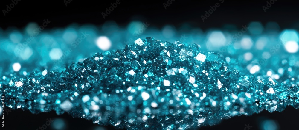Aufkleber turquoise glitter shimmering against a dark background creating a mystical snow or diamond effect fo