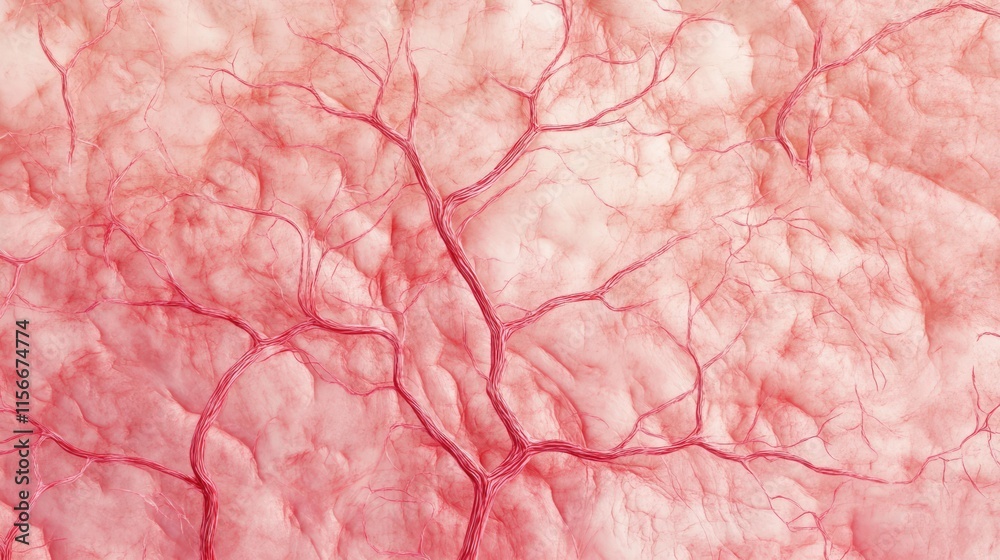Poster Abstract tree trunk tissue texture with intricate patterns resembling natural growth and organic structures in soft pink hues