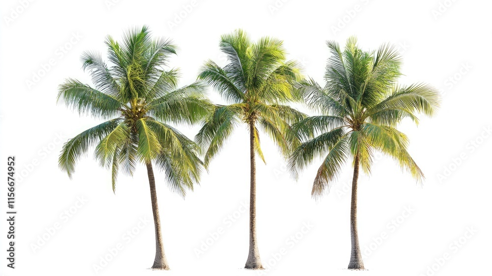 Poster Tropical palm trees isolated on white background for use in design architecture and landscaping projects