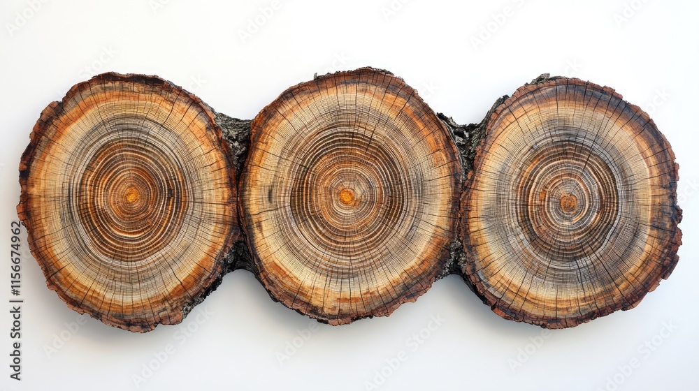 Poster tree trunks showcasing annual rings illustrating growth patterns and natural textures in a minimalis