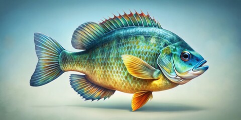Fototapeta premium Elegant Bluegill Fish in Lake Scene