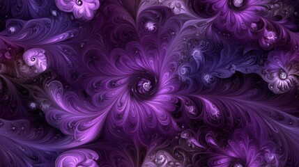 Swirling Purple Fractal Art Background, Abstract Design