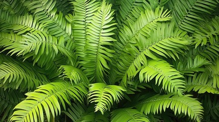 Lush tropical fern palm foliage creating a vibrant green background perfect for nature-themed designs and organic lifestyle visuals