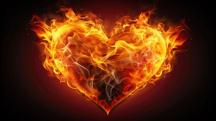 Fiery Heart Abstract Art