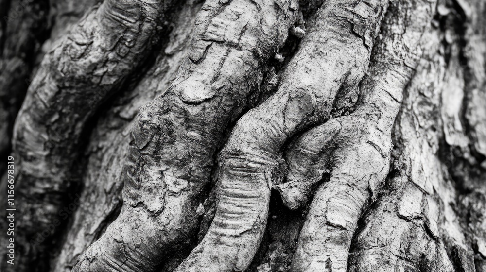 Aufkleber detailed closeup of textured tree trunk showcasing intricate bark patterns and natural aging in a se