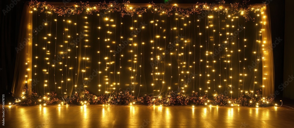 Poster enchanting twinkling lights and starry backdrop for event decoration or photography sessions creatin
