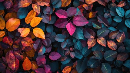 Fototapeta premium Vibrant autumn leaves photo showcasing a rich tapestry of colors in a natural environment capturing the essence of fall beauty