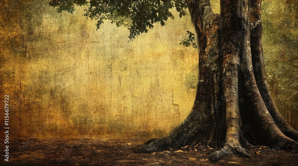 Poster tree trunk silhouettes with textured background in forest setting showcasing natural elements and ea