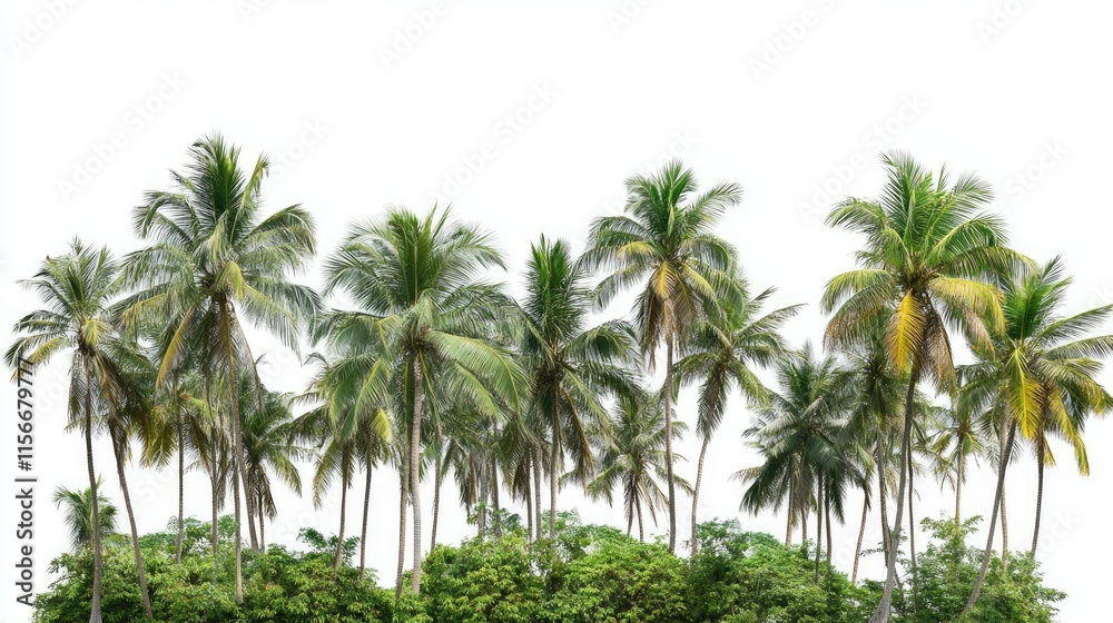 Poster Tropical palm trees isolated on white background ideal for design architecture and natural aesthetics in projects and marketing materials