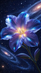 An ethereal display of Alstroemerias flowers set against a mesmerizing cosmic backdrop. Created with generative AI