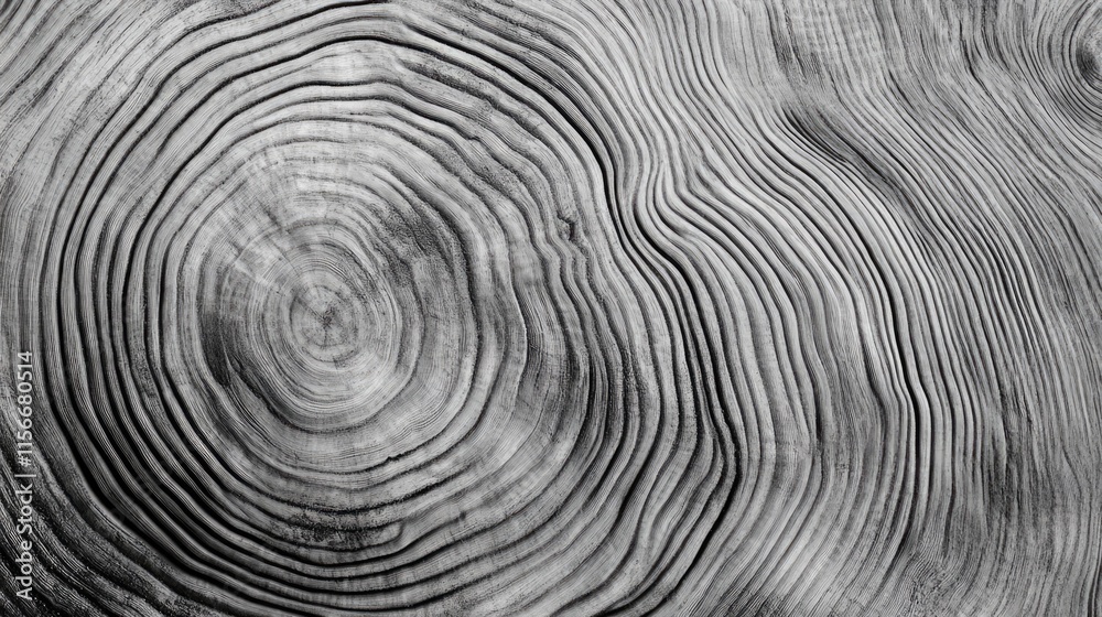 Aufkleber Detailed texture of tree trunk showing intricate grain patterns and growth rings in a monochrome aesthetic for natural wood background.