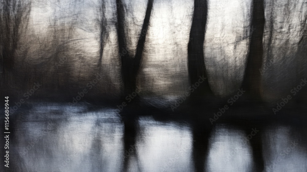 Aufkleber mystical forest reflections in a tranquil stream captured in soft focus creating an ethereal atmosph