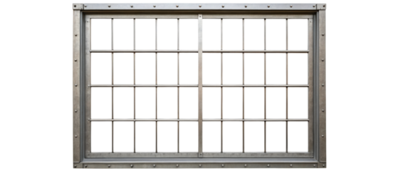 Metal window with a grid pattern isolated with transparent background