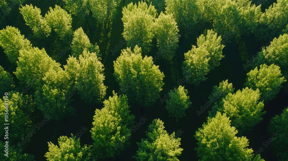 Aufkleber aerial view of lush green trees showcasing the beauty of nature in a dense forest setting during day