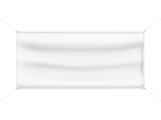 Blank white indoor outdoor fabric and scrim vinyl banner for print design presentation, 3d illustration.