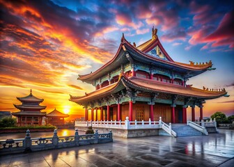 Obraz premium Majestic Chinese Temple Sunrise