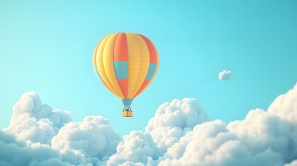 Fototapeta premium Colorful Hot Air Balloon Soaring Above Fluffy Clouds