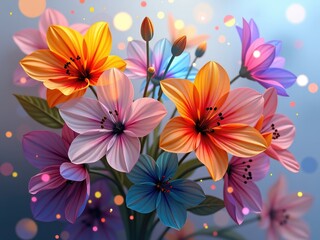 Vibrant Floral Bouquet Spring Flowers Colorful Blooms Artistic Render