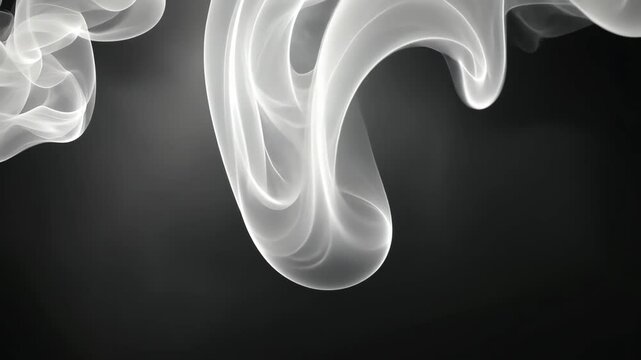 Wispy tendrils of smoke curling gracefully against a dark background showcasing fluid patterns