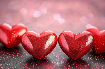 Obraz premium red Heart shapes for valentines day background
